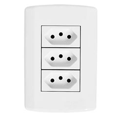 TOMADA TRIPLA 2X4 10A MODULAR BRANCA PLUZIE