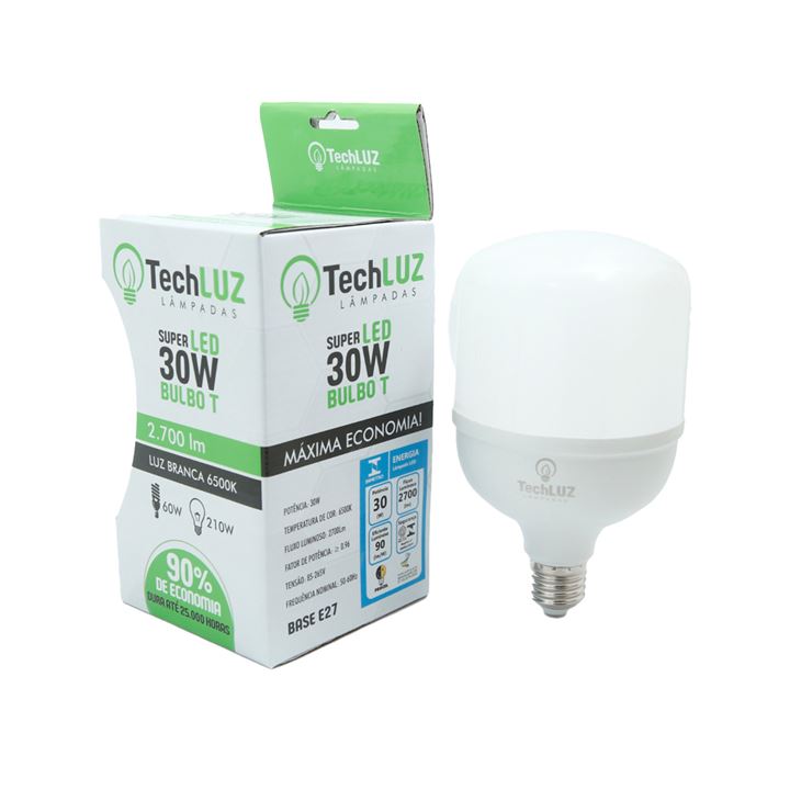 LAMPADA LED BULBO 30W 6500K E27 TECHLUZ | Repor