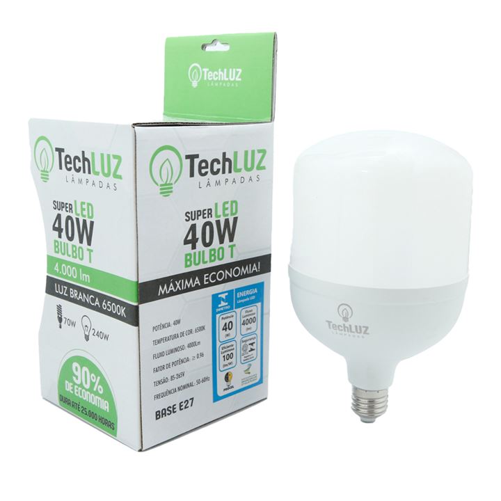 LAMPADA LED BULBO 40W 6500K E27 TECHLUZ | Repor