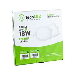 PAINEL LED EMBUTIR REDONDO 18W 6500K TECHLUZ