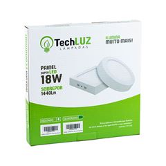 PAINEL LED SOBREPOR REDONDO 18W 6500K TECHLUZ