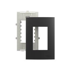 CONJ PLACA 4X2 3POST HORIZ GRAFITE C/SUPORTE S MAR
